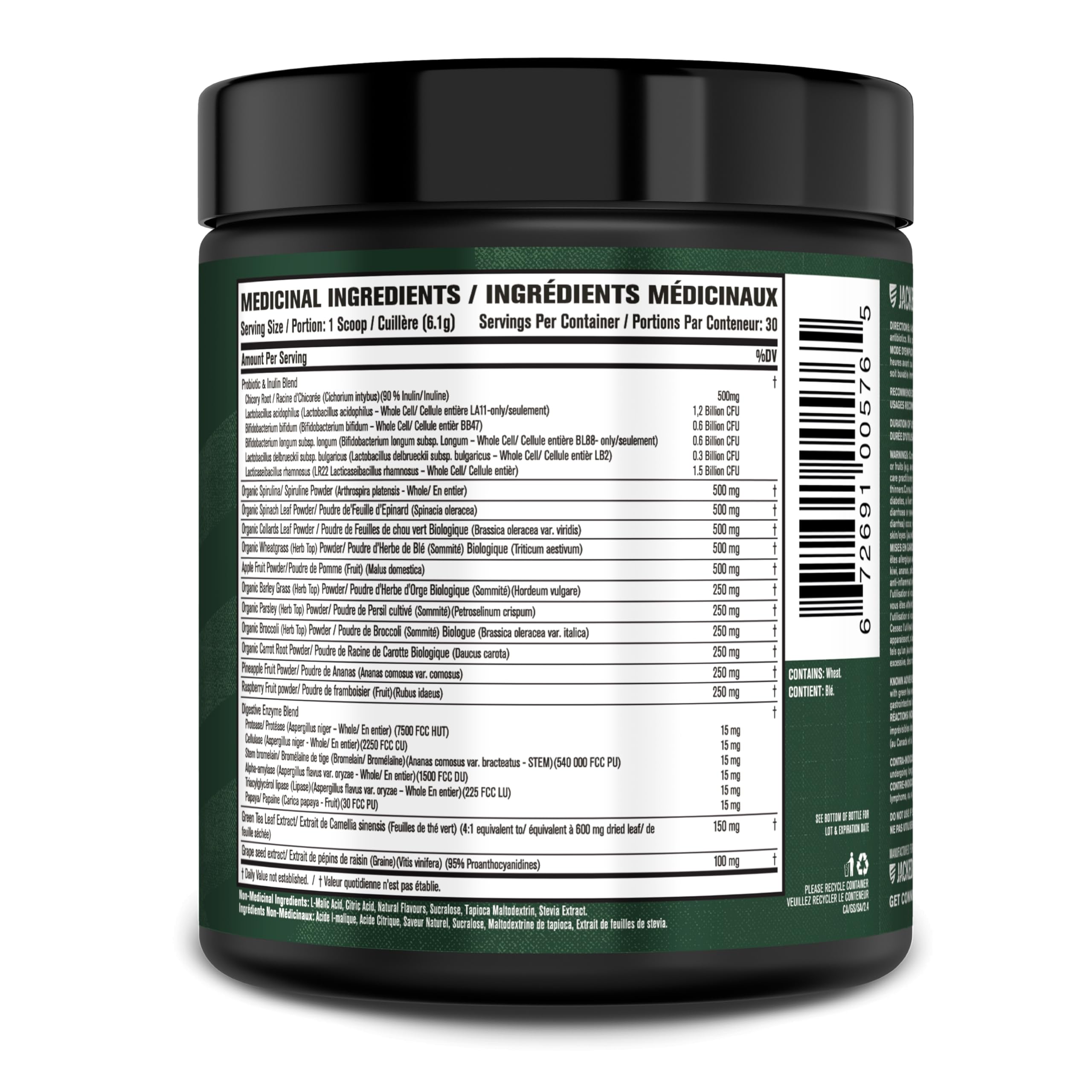 Jacked Factory Green Surge Spirulina Superfood Powder with fresh greens