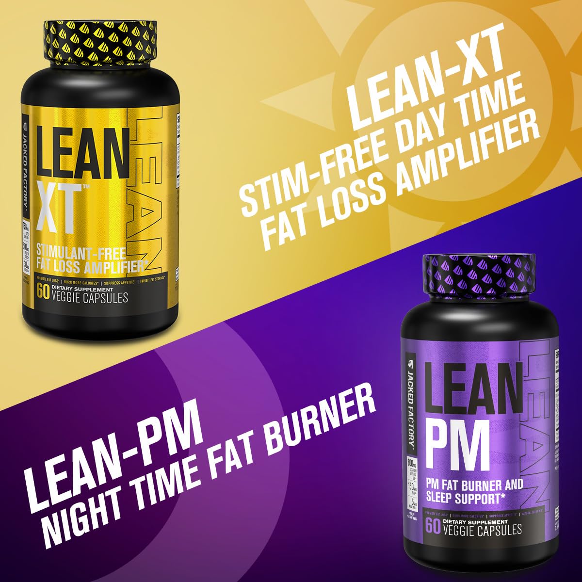 Jacked Factory Lean XT Non-Stimulant Fat Burner on a kitchen counter