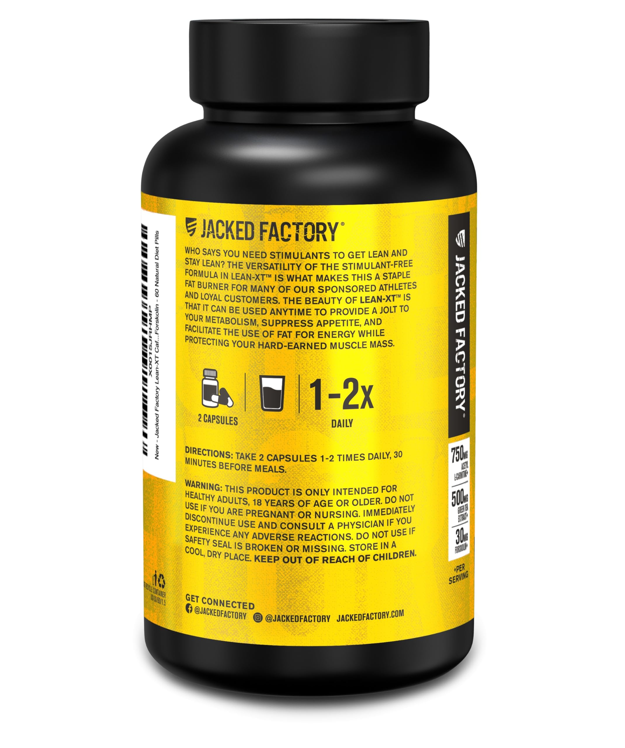Jacked Factory Lean XT Non-Stimulant Fat Burner with lifestyle background