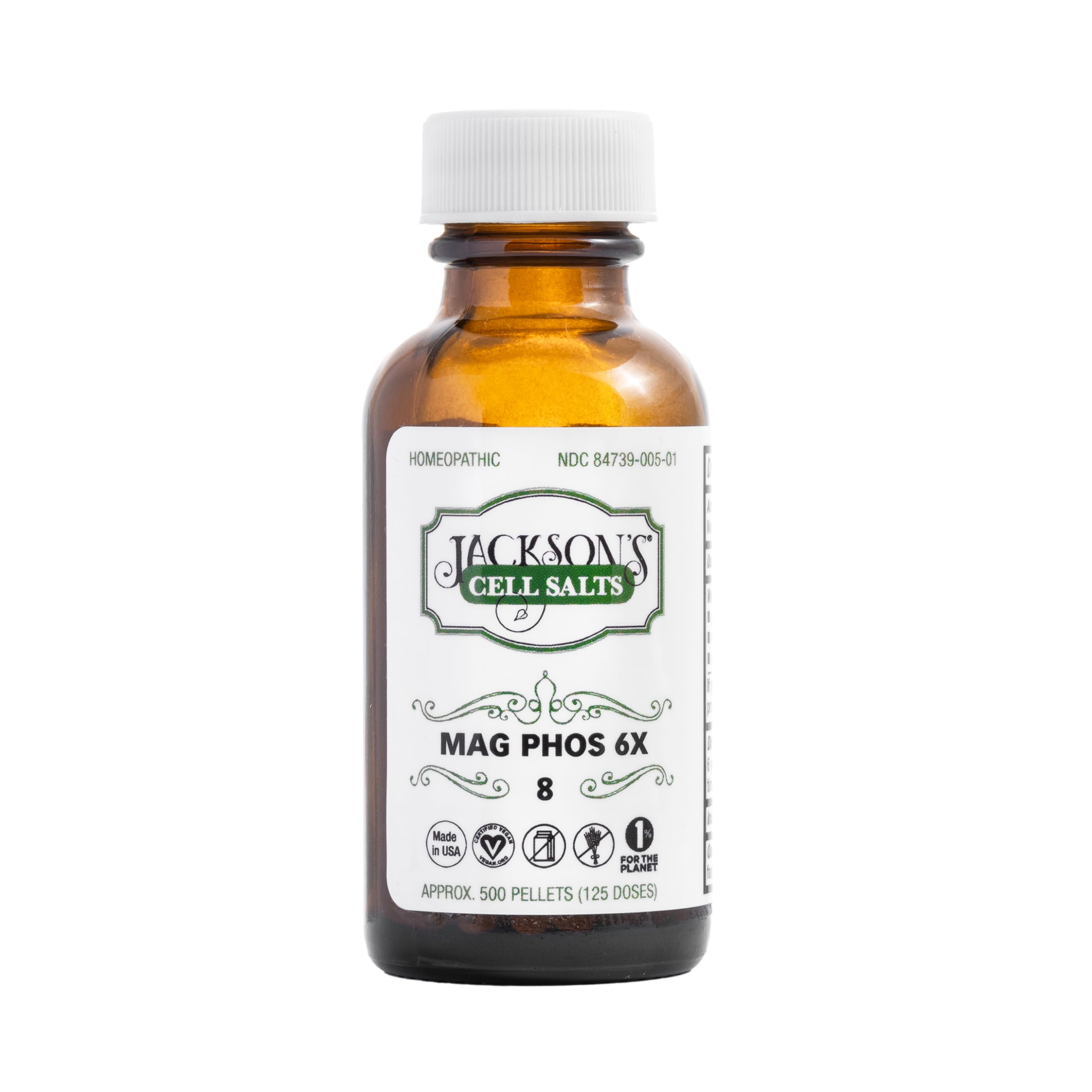 Jackson's Magnesium Cell Salt 500 pellets amber glass bottle front view