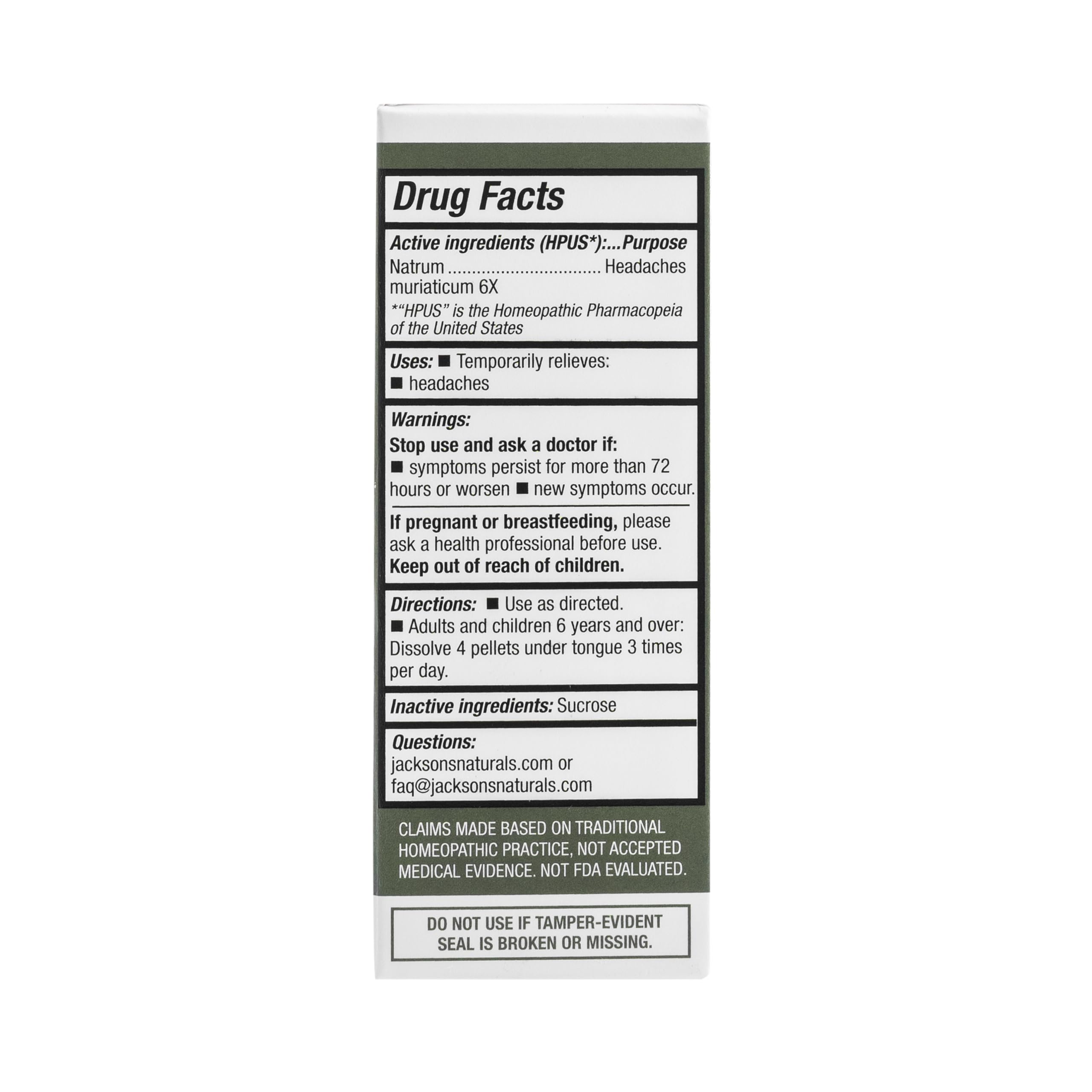 Jackson's Natrum Muriaticum 6X HPUS Sodium Supplement side view
