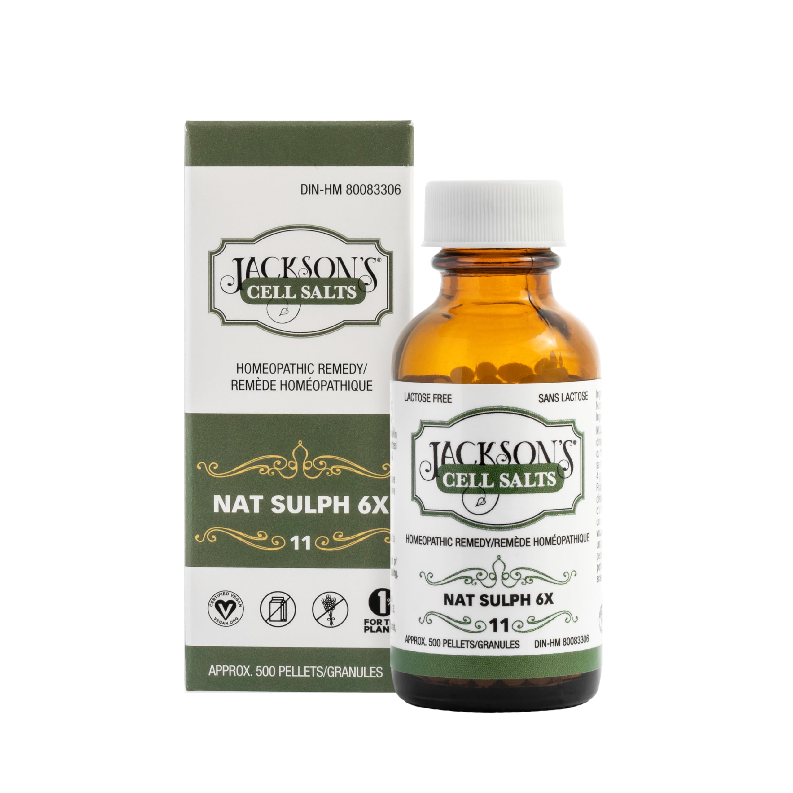 Jackson's Natrum Sulphuricum 6X Pellets amber glass bottle front view