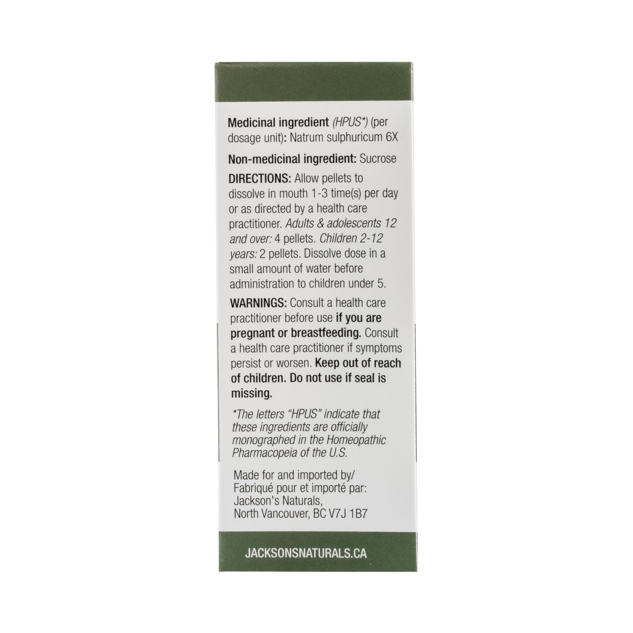 Jackson's Natrum Sulphuricum 6X Pellets with a scoop for dosage