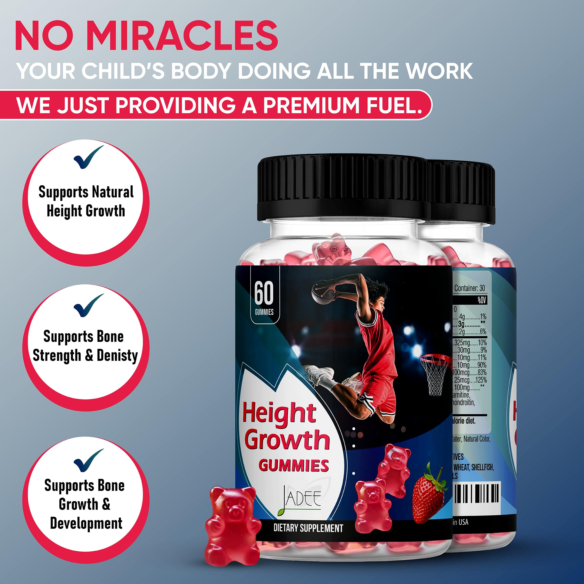 Jadee Multivitamins for Kids product dimensions on table