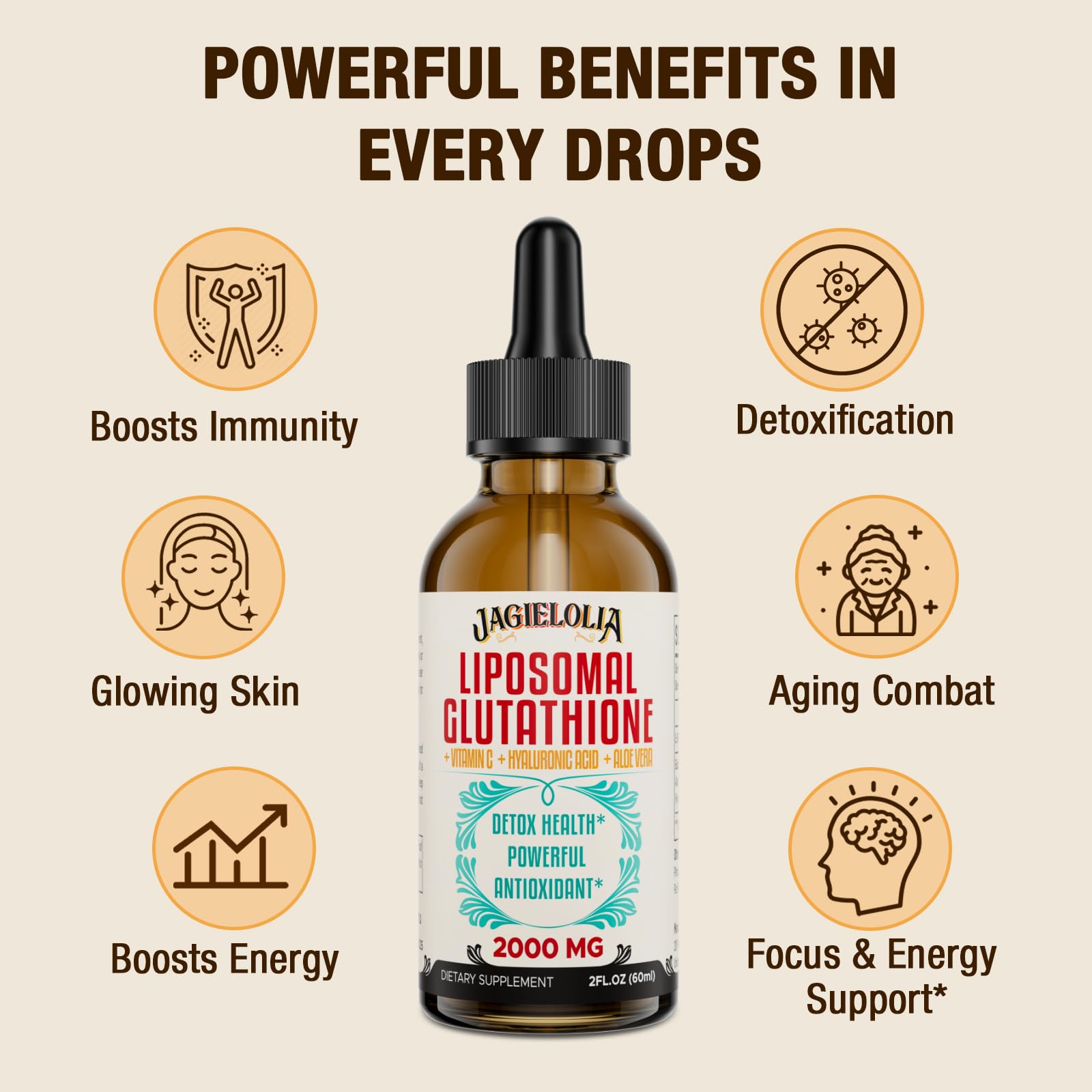 Jagielolia Liposomal Glutathione Liquid bottle back view
