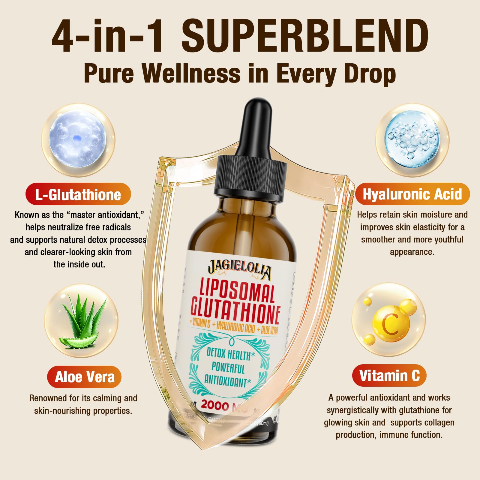 Jagielolia Liposomal Glutathione Liquid dropper with liquid