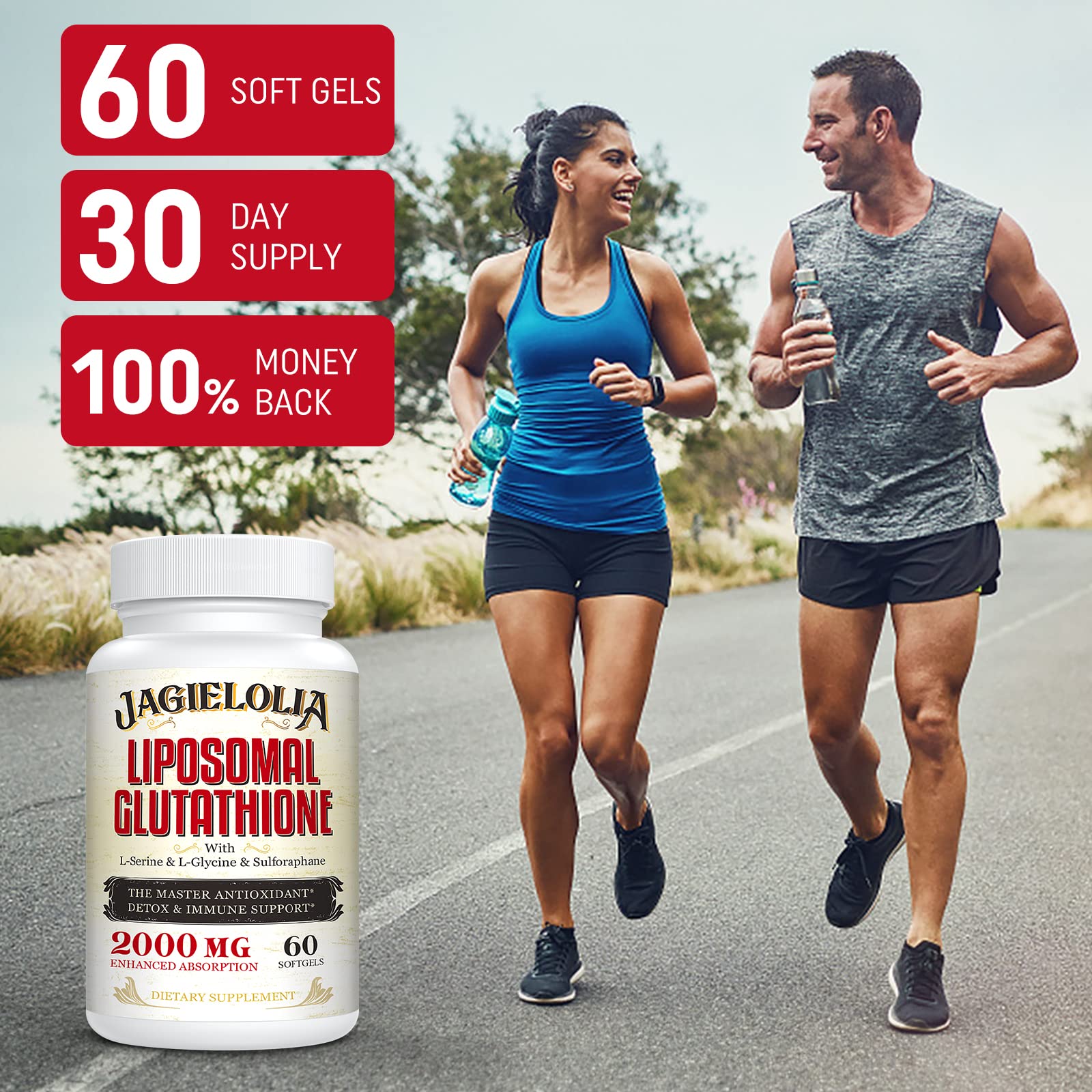 Jagielolia Liposomal Glutathione Supplement bottle with softgels
