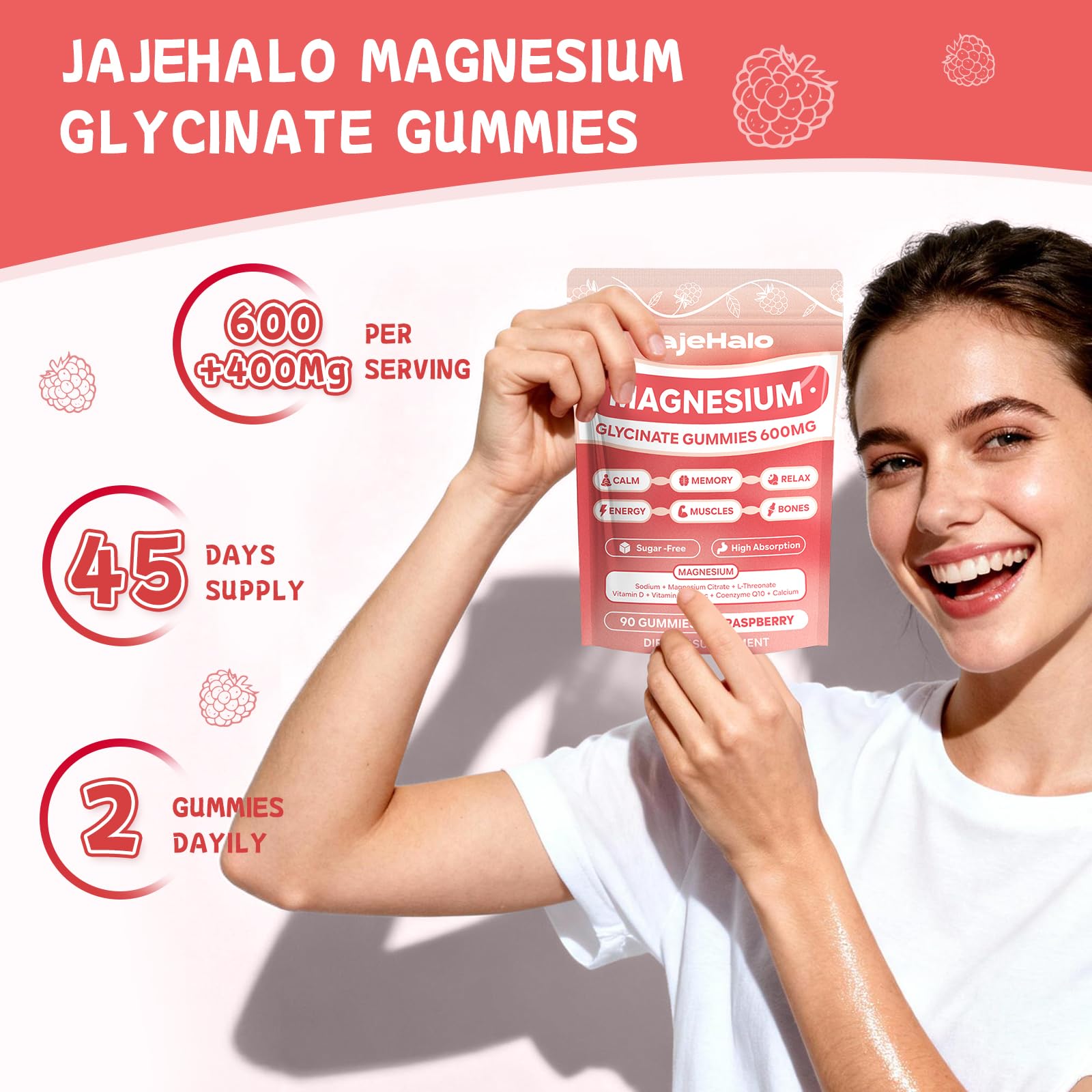 Jajehalo Magnesium Gummies in a bowl with a natural background
