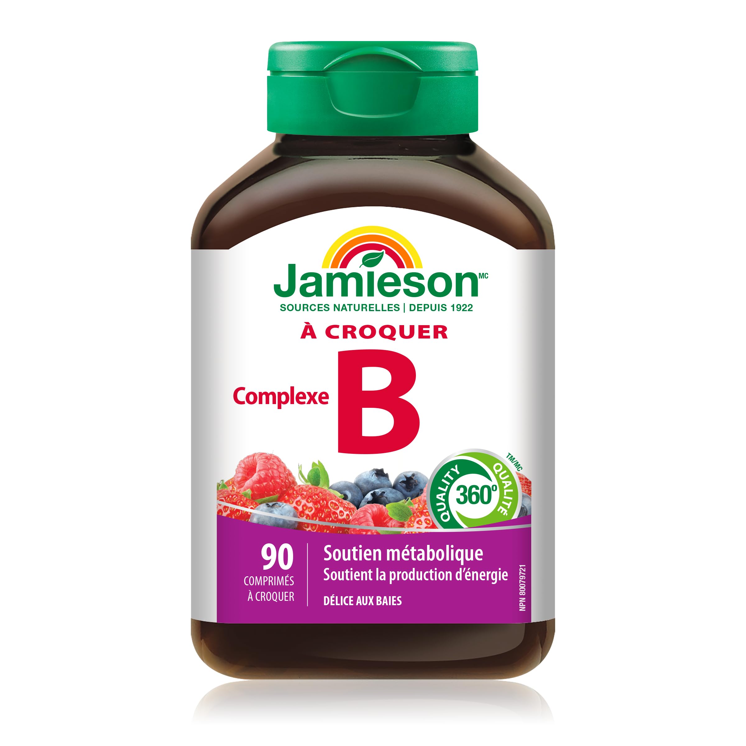 Jamieson B Complex Chewable Tablets mixed berry flavour close-up