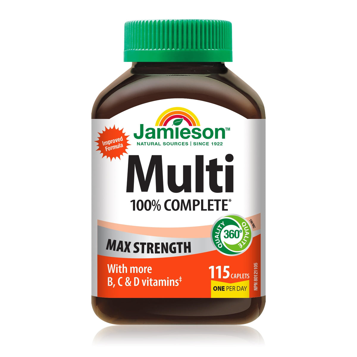 Jamieson Laboratories 100% Complete Multivitamin Max Strength 115 Capsules front view
