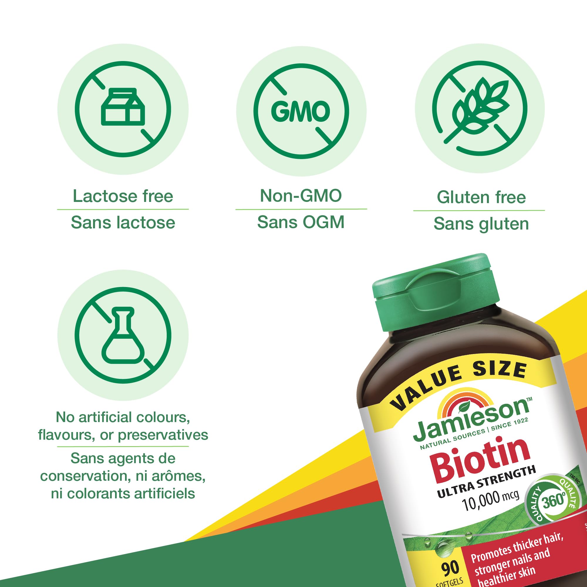 Jamieson Laboratories Biotin 10,000 mcg softgel back view