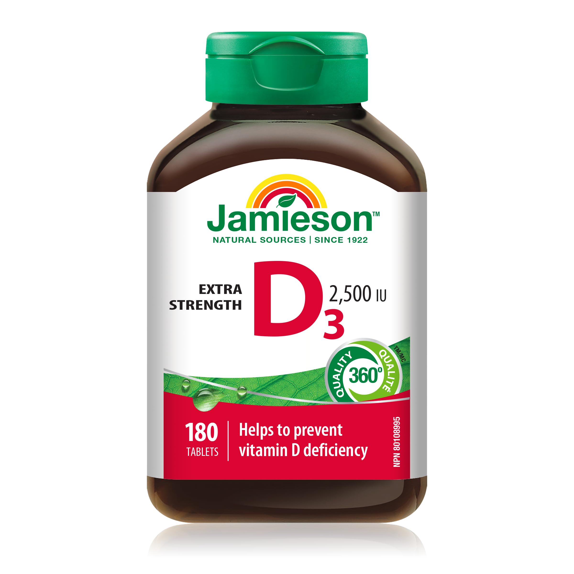 Jamieson Laboratories Extra Strength Vitamin D3 2500 IU 180 Tabs front view
