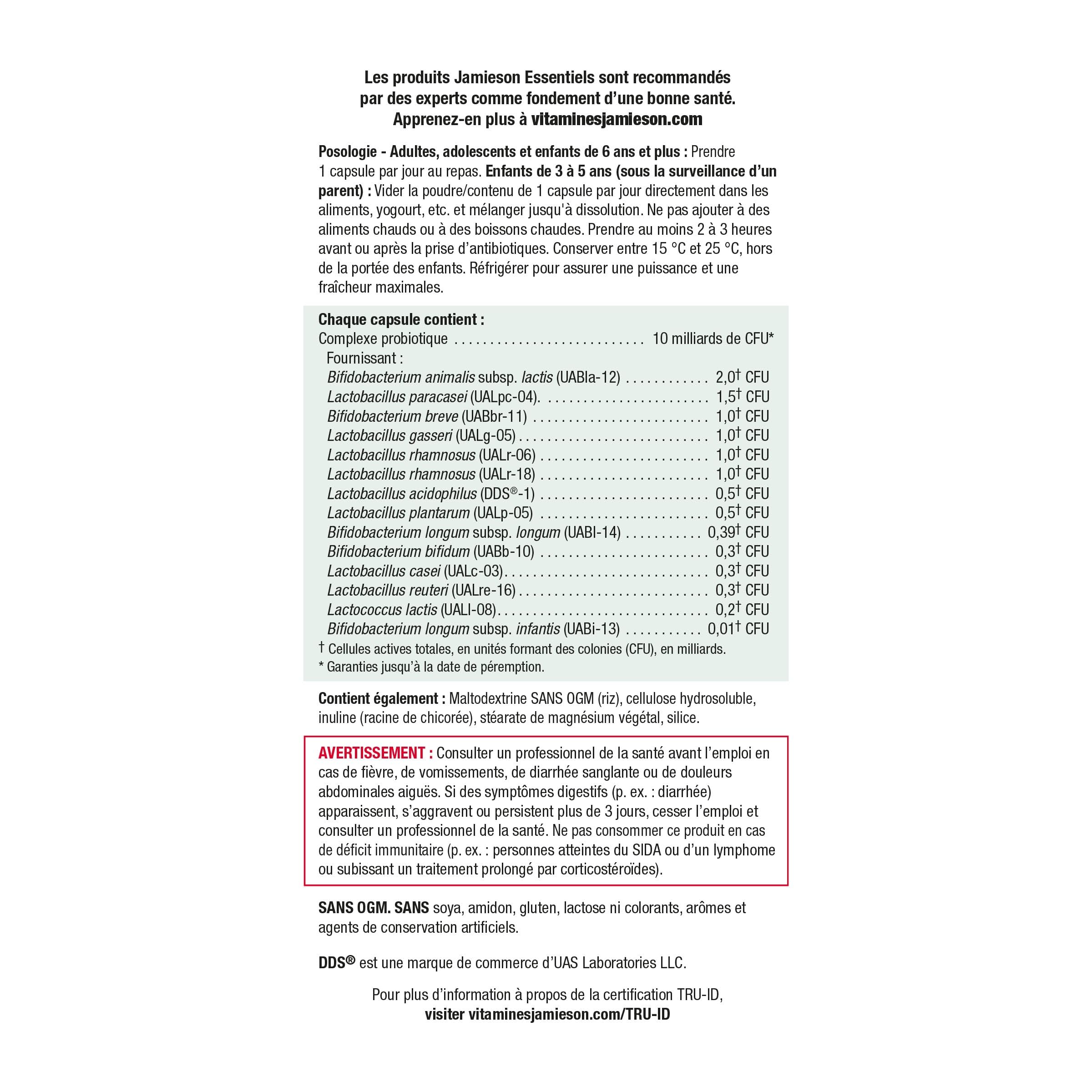 Jamieson Laboratories Probiotics 10 Billion Active Cells packaging