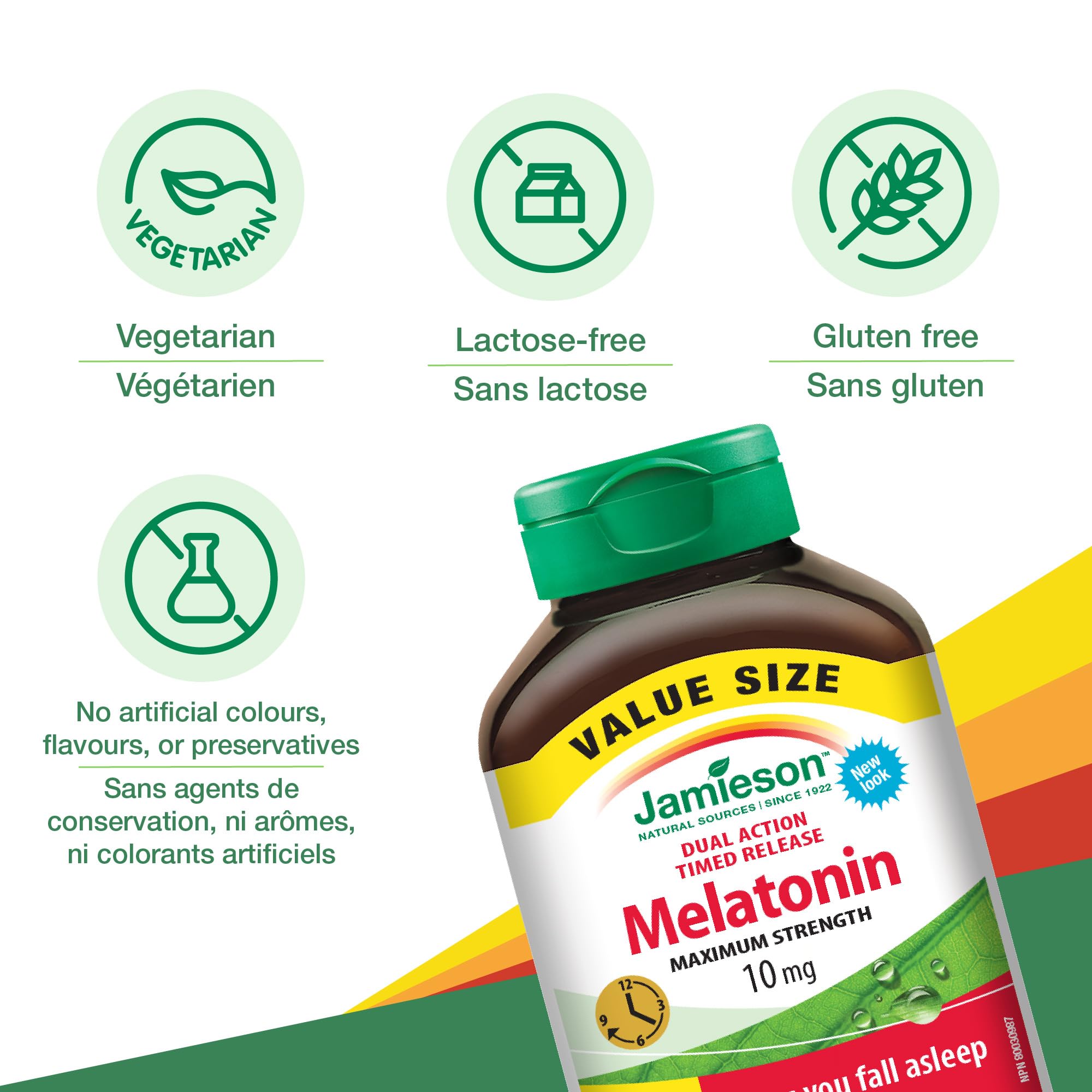 Jamieson Melatonin 10mg caplet ingredients list on packaging