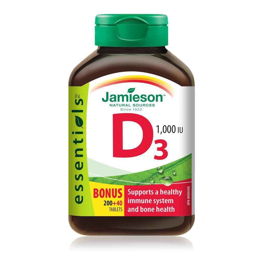 Jamieson Vitamin D3 1000 IU supplement bottle front view