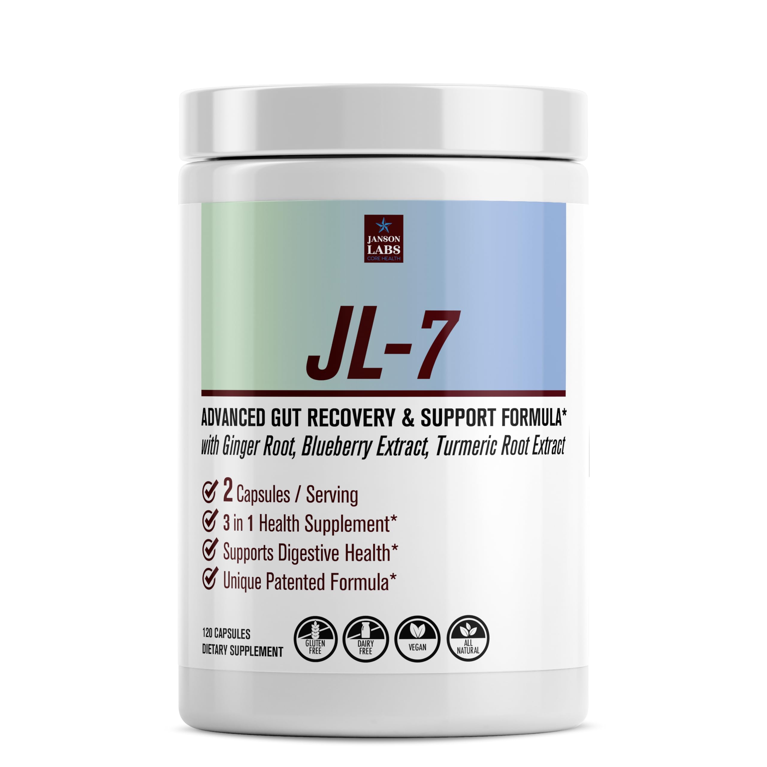 Janson Labs JL-7 Blended Vitamin & Mineral Supplement clear capsule front view