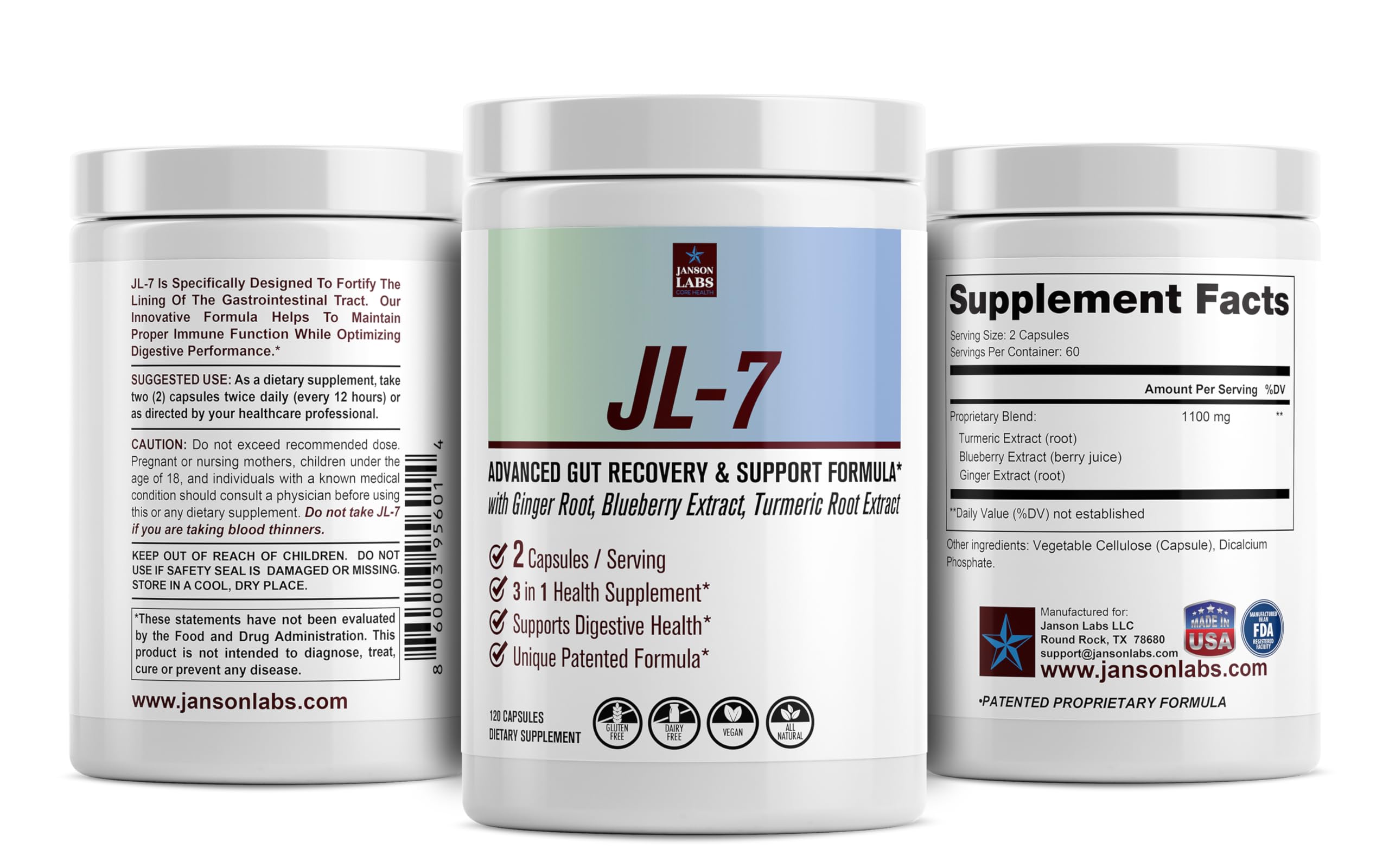 Janson Labs JL-7 Blended Vitamin & Mineral Supplement packaging and label details