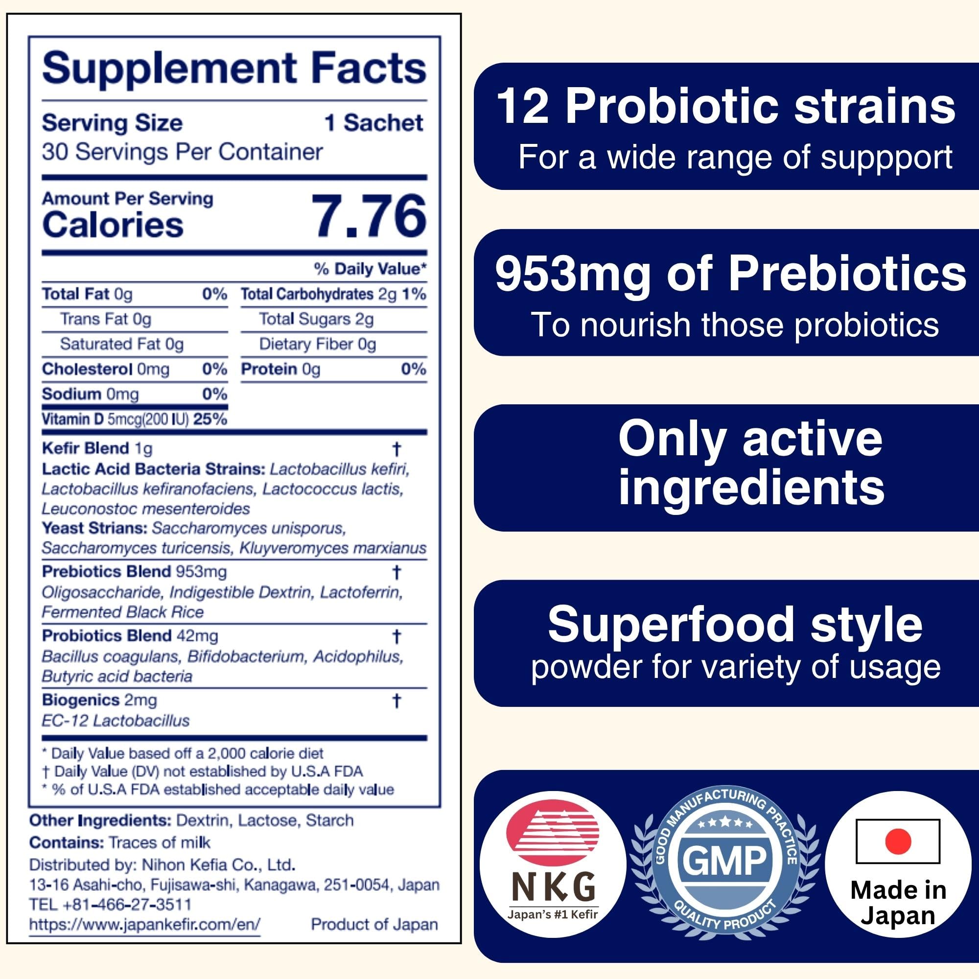 Japan f Labo Pro MIX Probiotic Supplement sachet with a glass of water