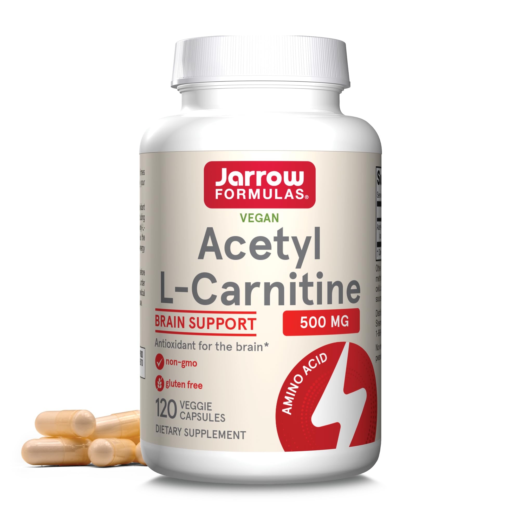 Jarrow Formulas Acetyl L-Carnitine 500mg veggie capsules front view