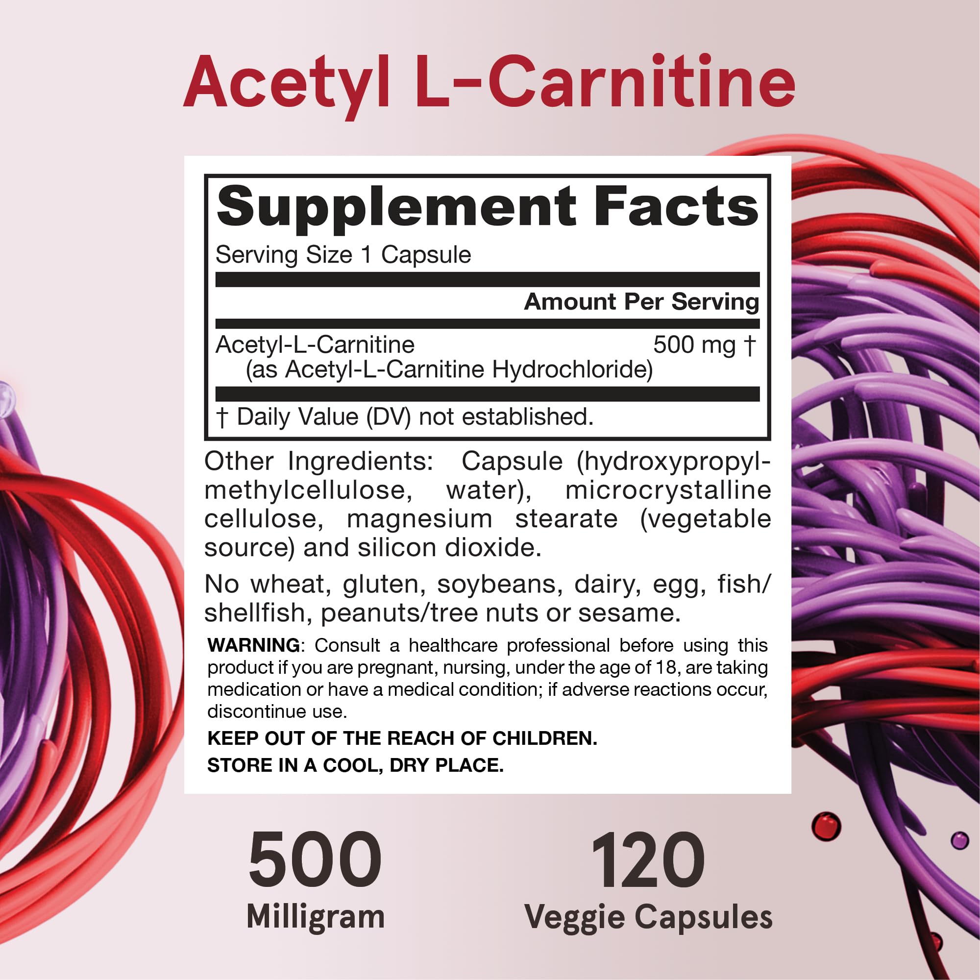 Jarrow Formulas Acetyl L-Carnitine 500mg veggie capsules with measuring spoon