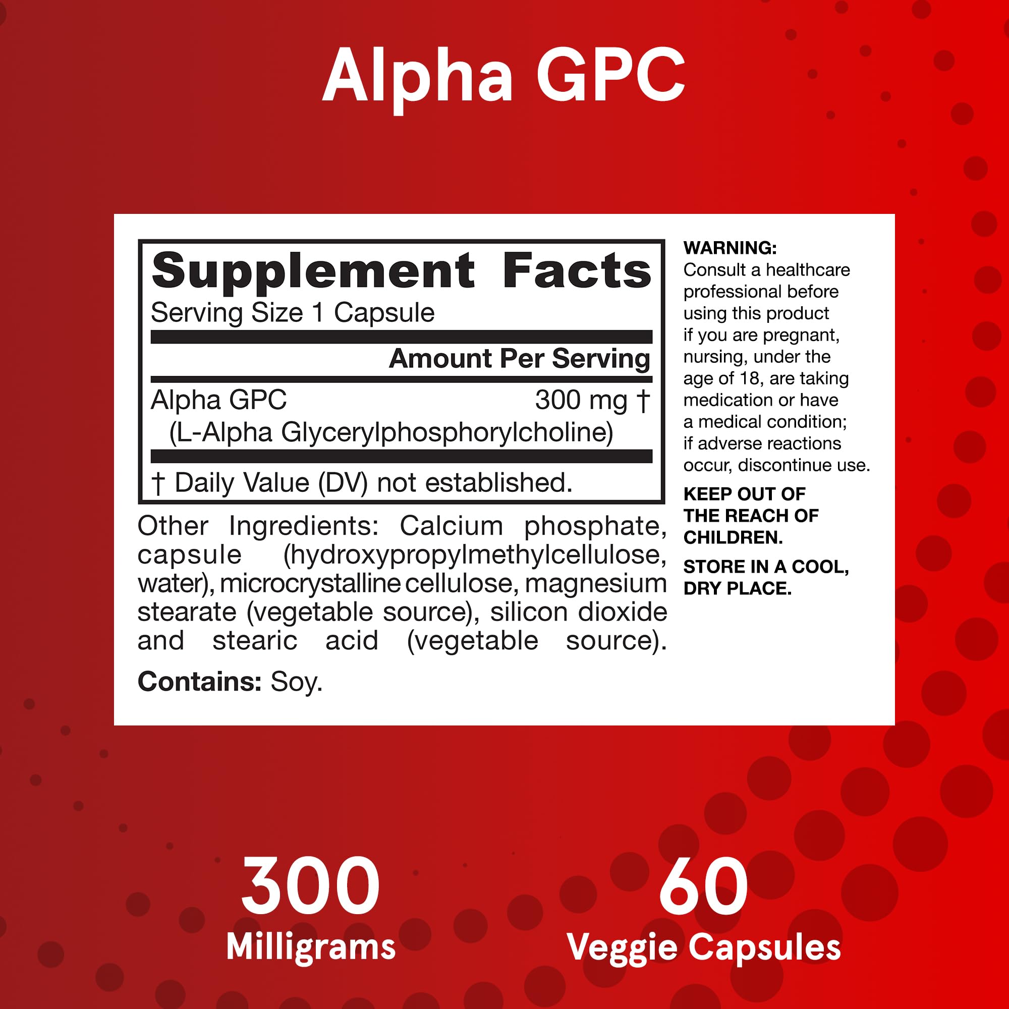 Jarrow Formulas Alpha GPC 300 mg supplement on a wooden table