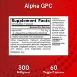 Jarrow Formulas Alpha GPC 300 mg supplement on a wooden table