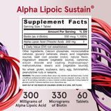 Jarrow Formulas Alpha Lipoic Sustain 300mg bottle with a measuring spoon