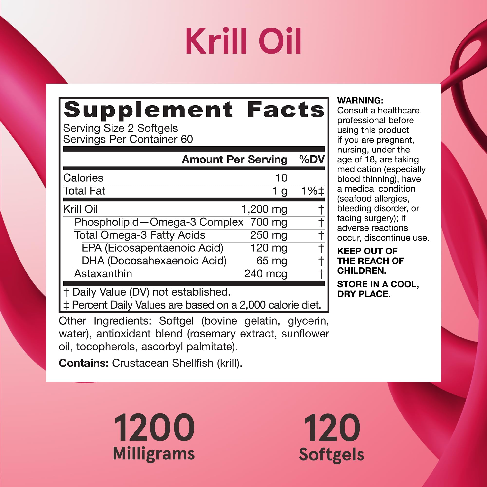 Jarrow Formulas Antarctic Krill Oil 1200mg ingredients list