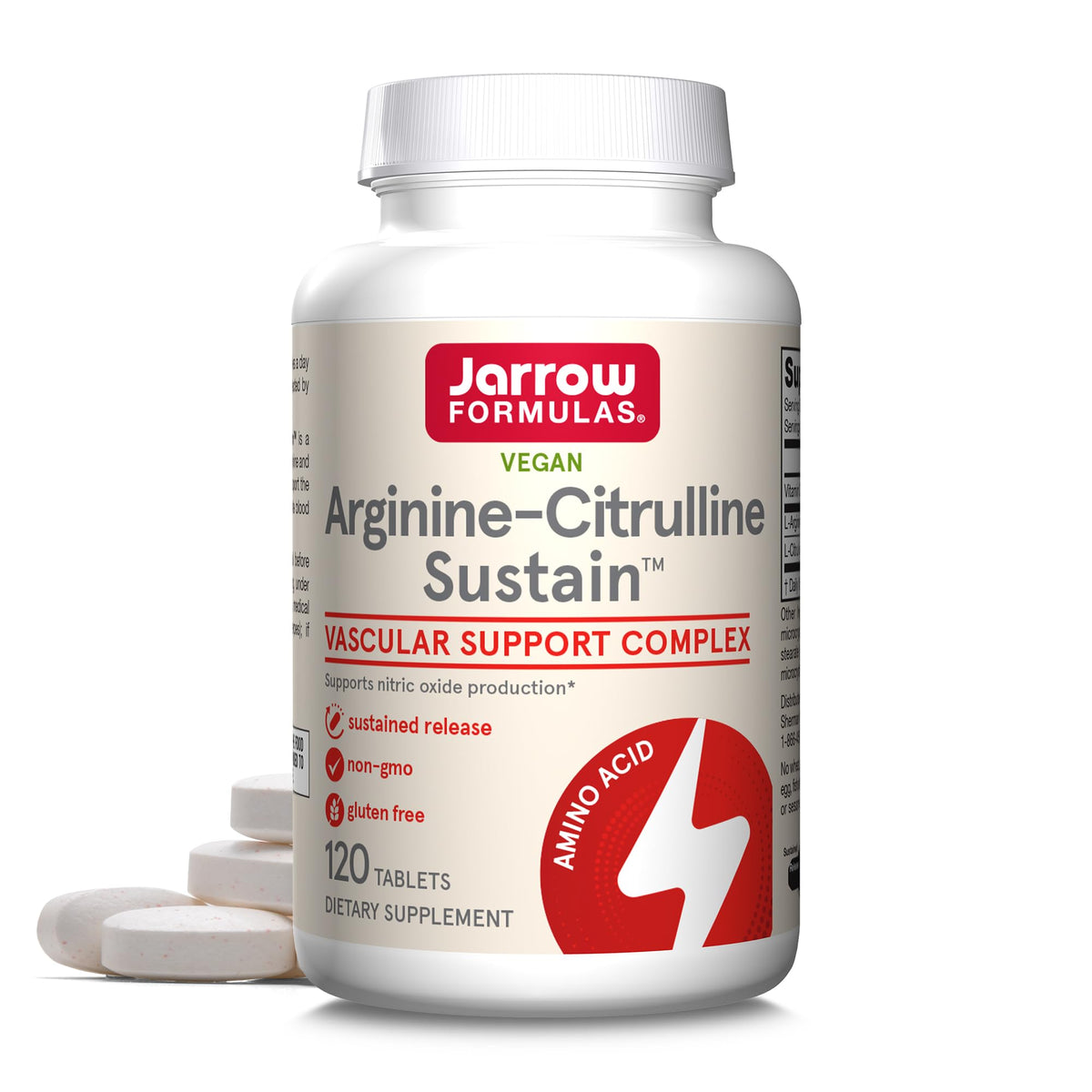 Jarrow Formulas Arginine-Citrulline Sustain Tablets 120 count front view