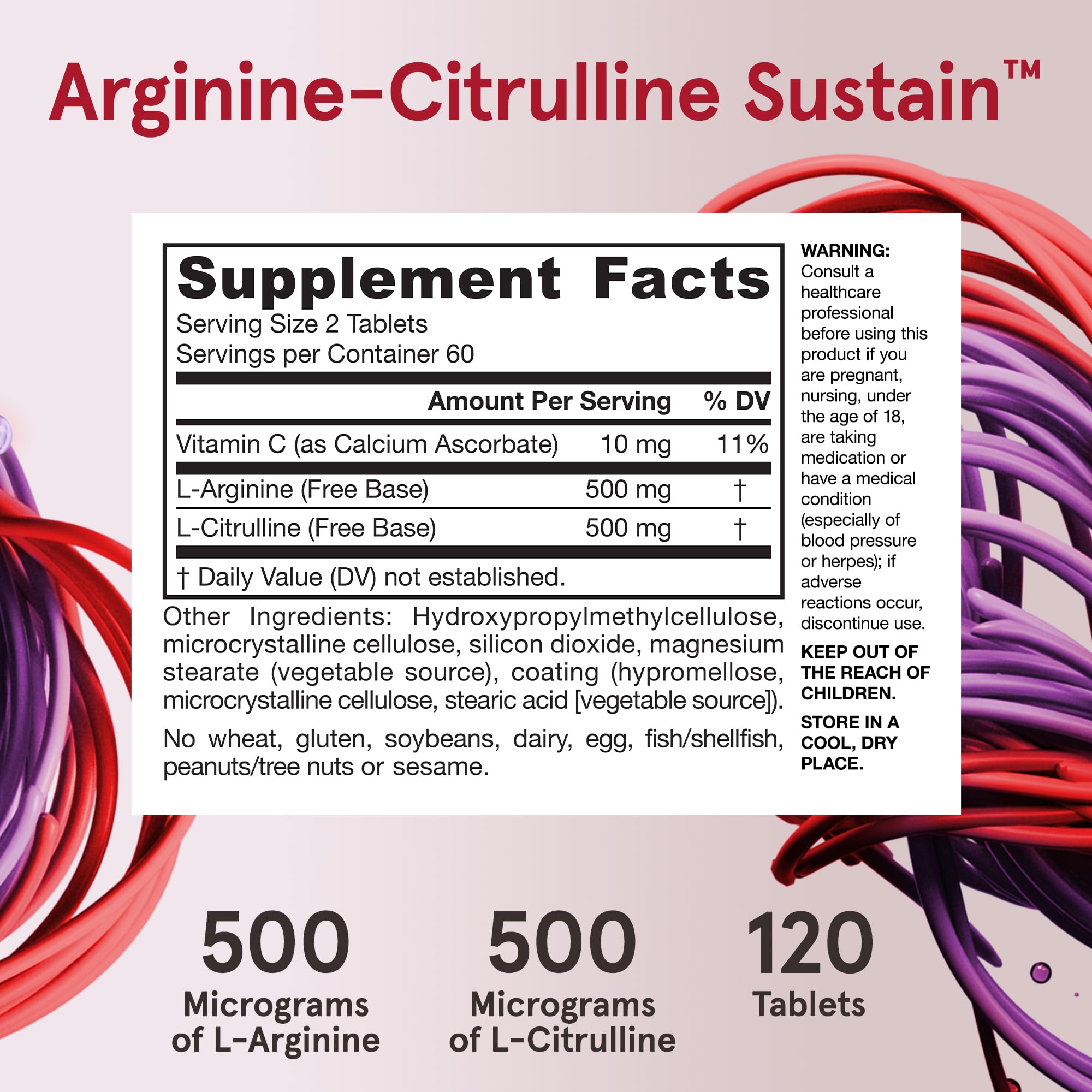 Jarrow Formulas Arginine-Citrulline Sustain Tablets ingredients list