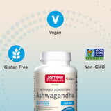 Jarrow Formulas Ashwagandha 300mg Capsules on a wooden table