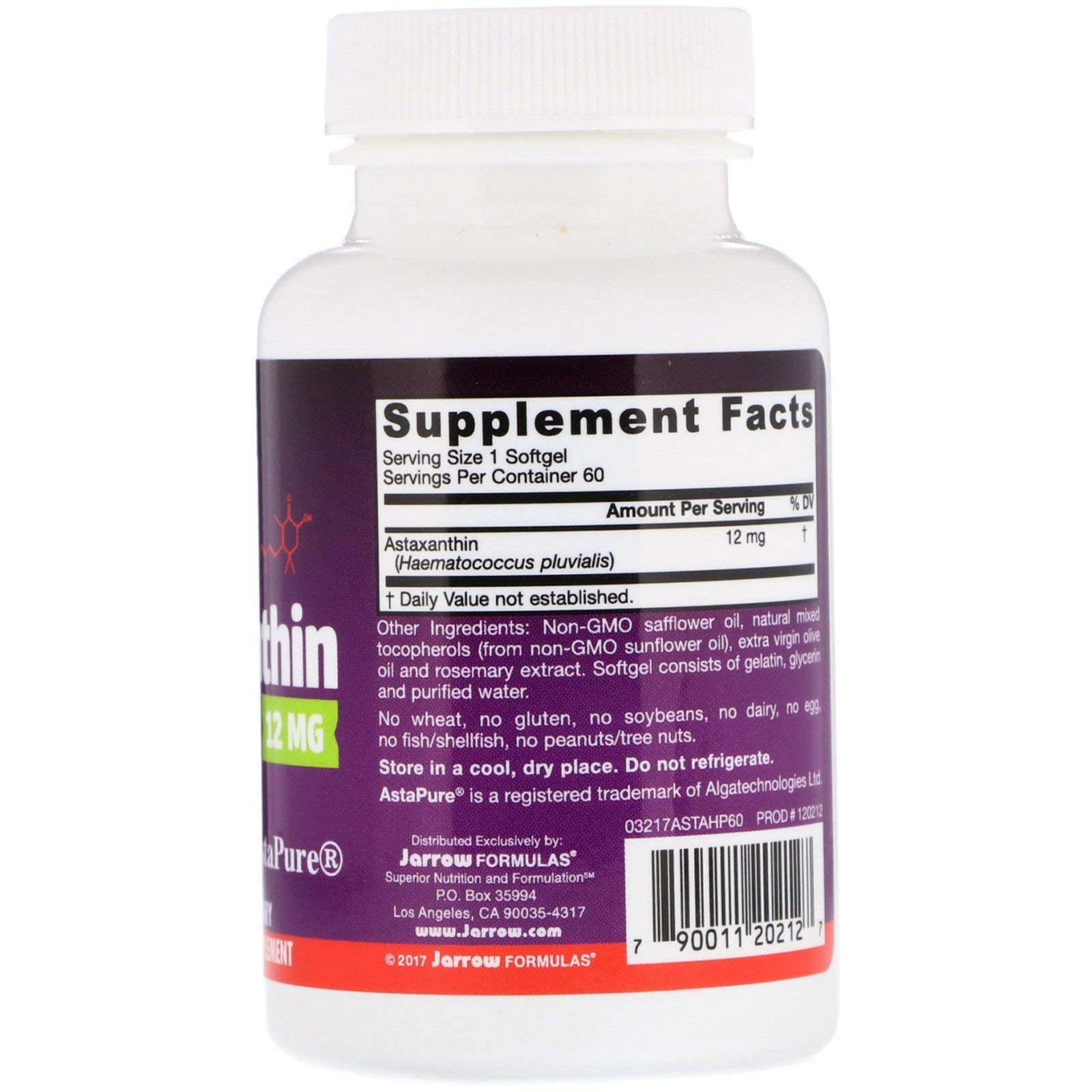 Jarrow Formulas AstaPure Astaxanthin 60g softgel packaging
