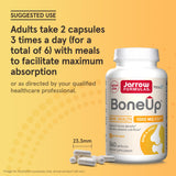 Jarrow Formulas BoneUp Calcium Supplement capsules on a wooden surface
