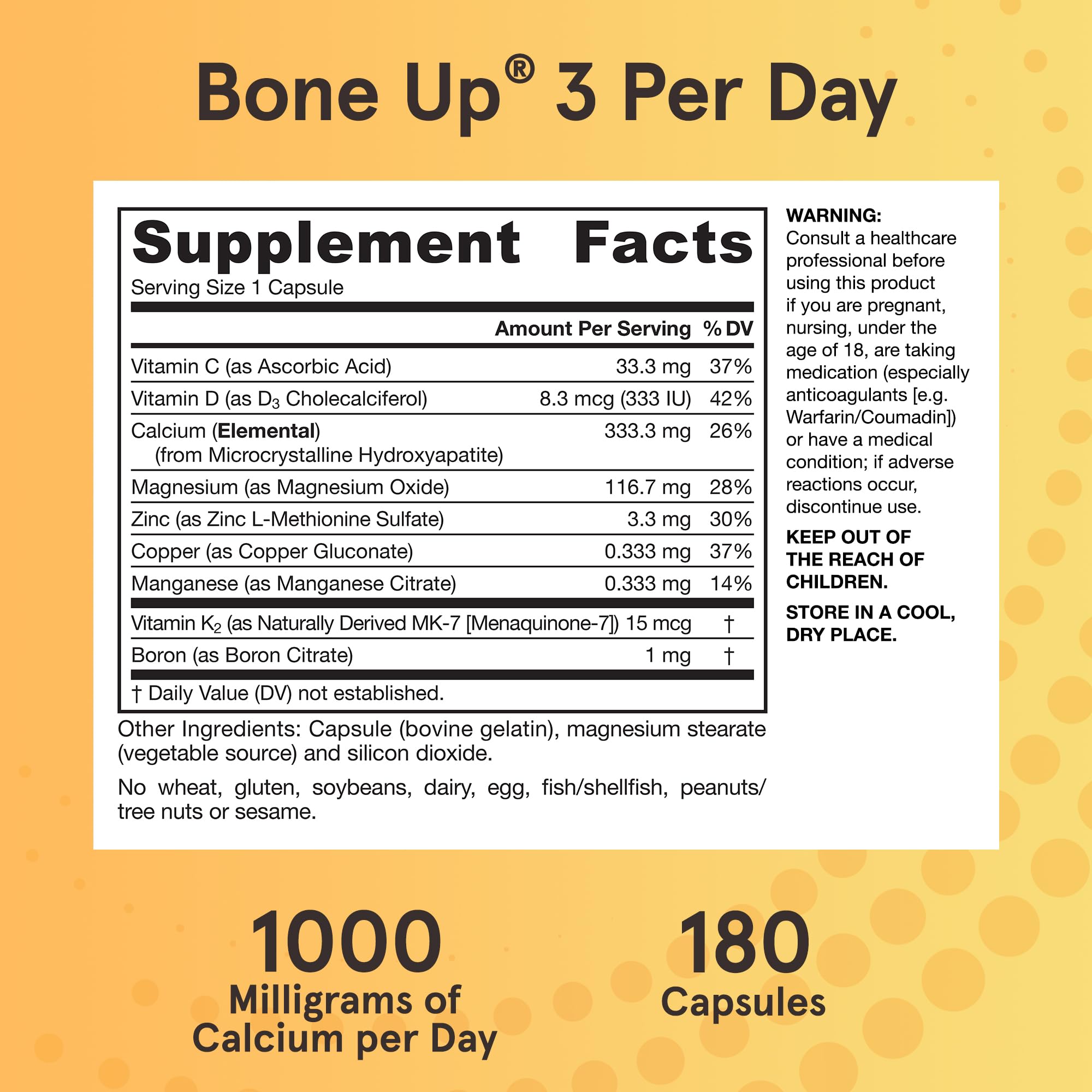 Jarrow Formulas BoneUp Three Per Day capsules in a hand