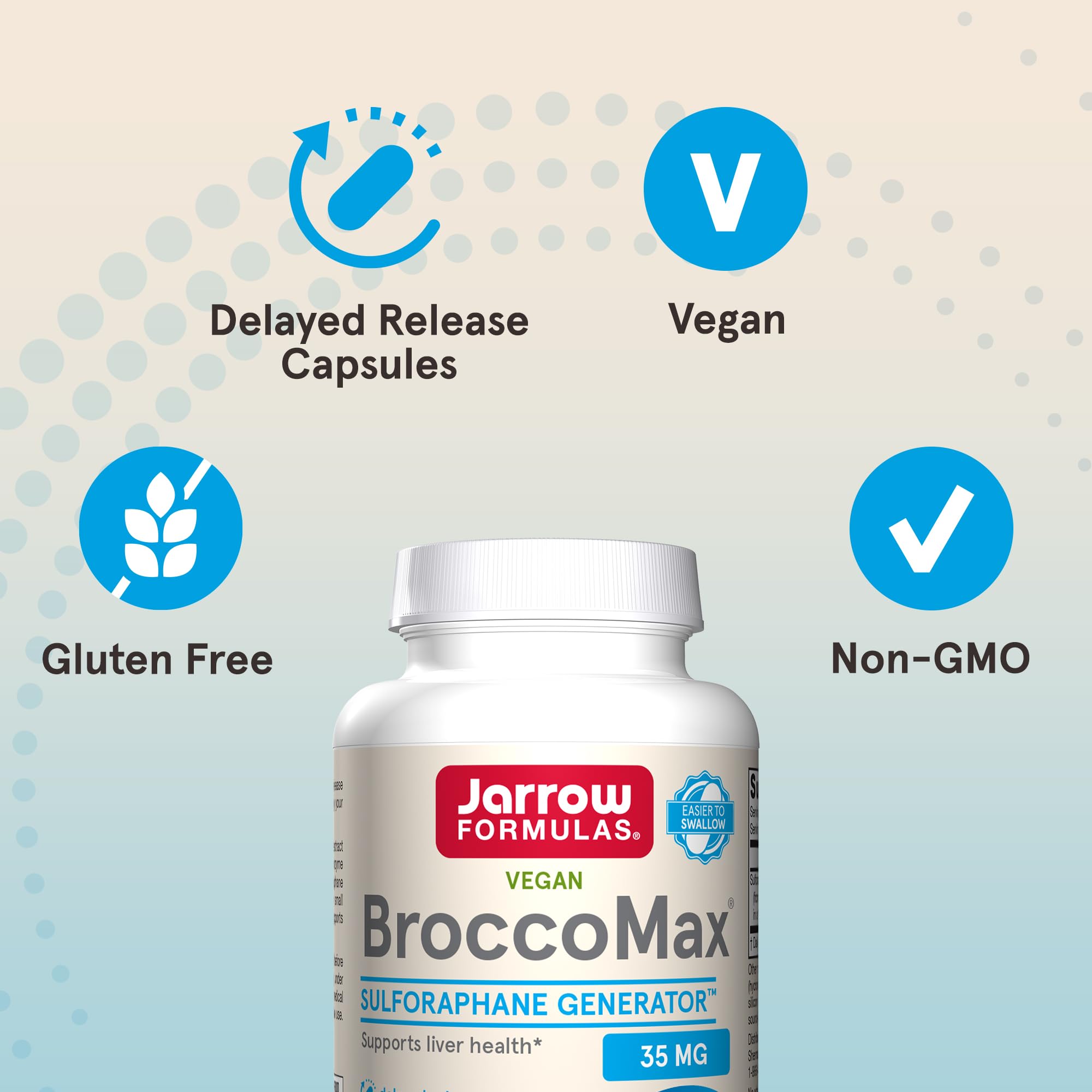 Jarrow Formulas BroccoMax Capsules with a glass of water