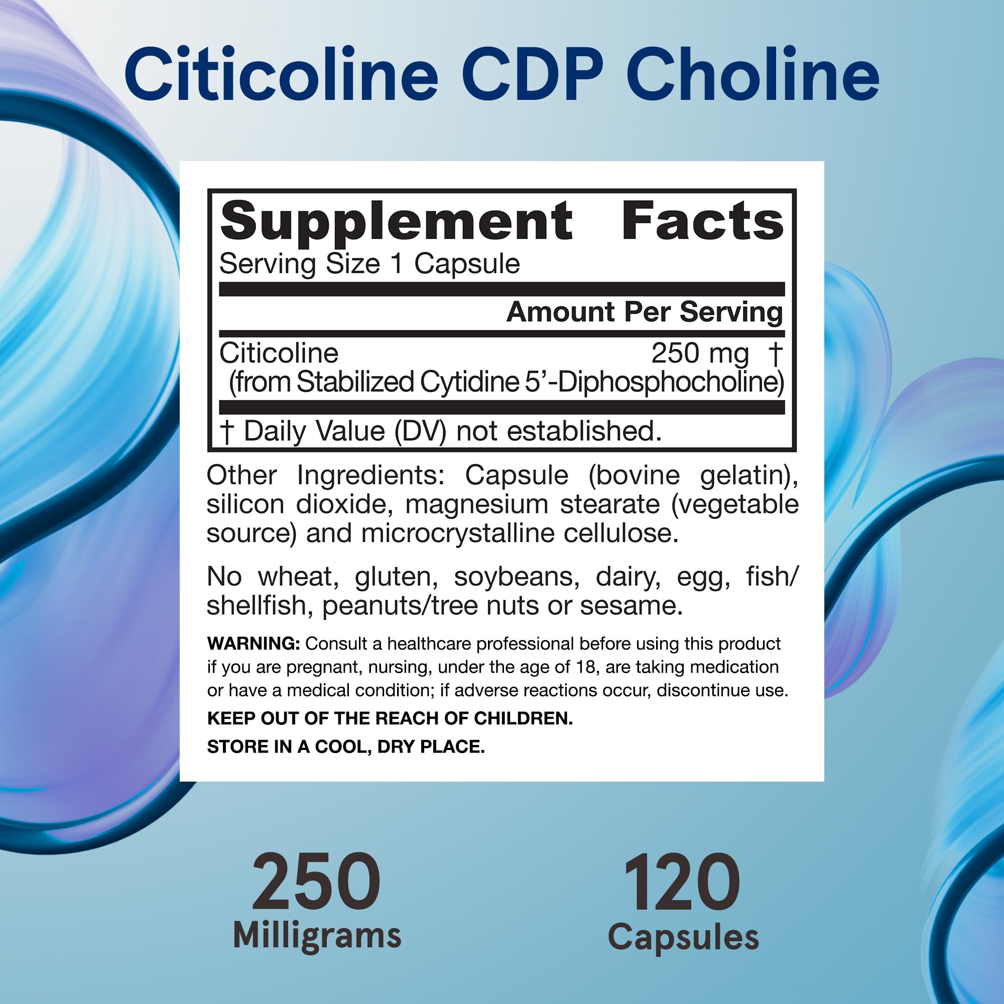 Jarrow Formulas Citicoline CDP Choline 250 mg Capsules on a wooden table