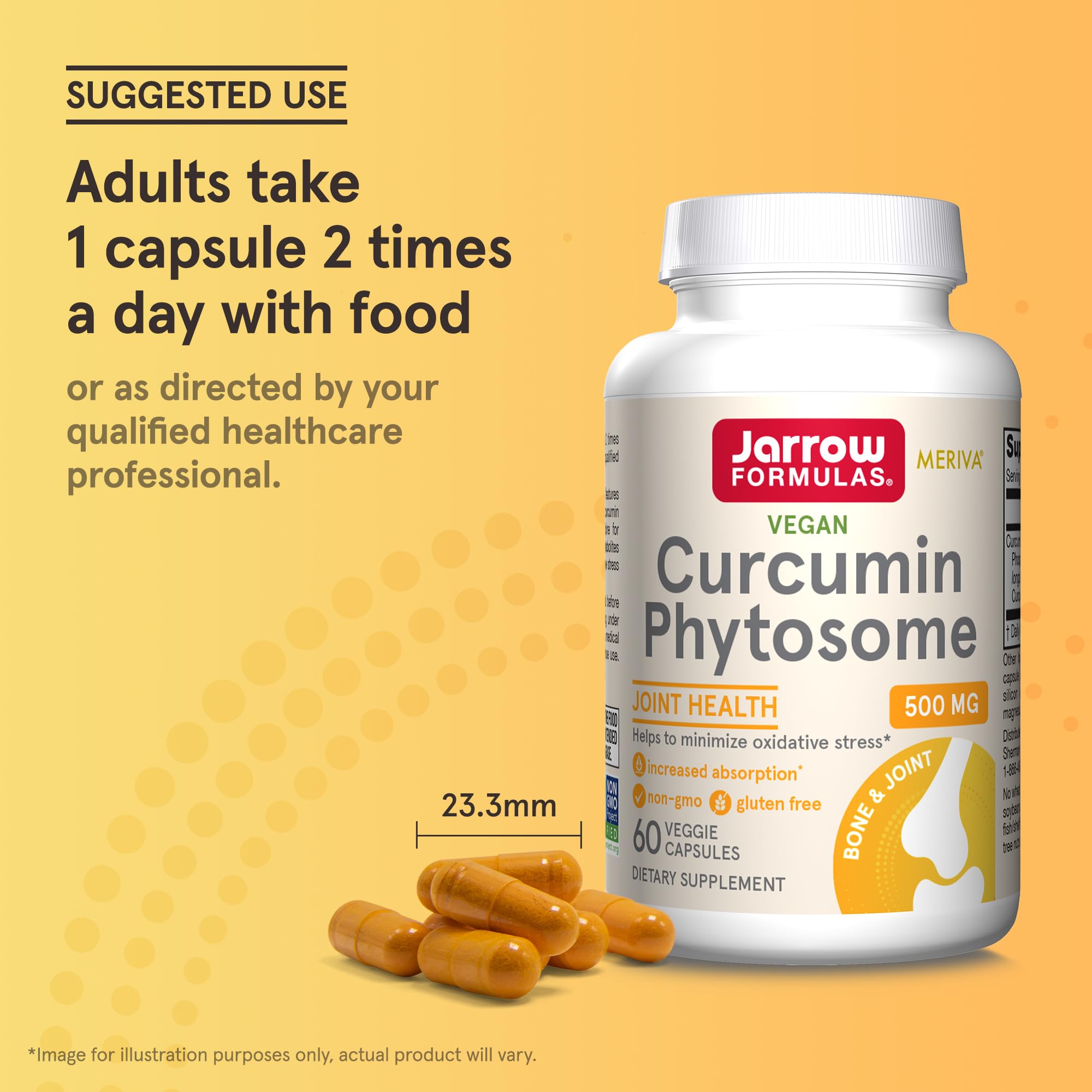 Jarrow Formulas Curcumin Phytosome 500mg supplement on wooden table