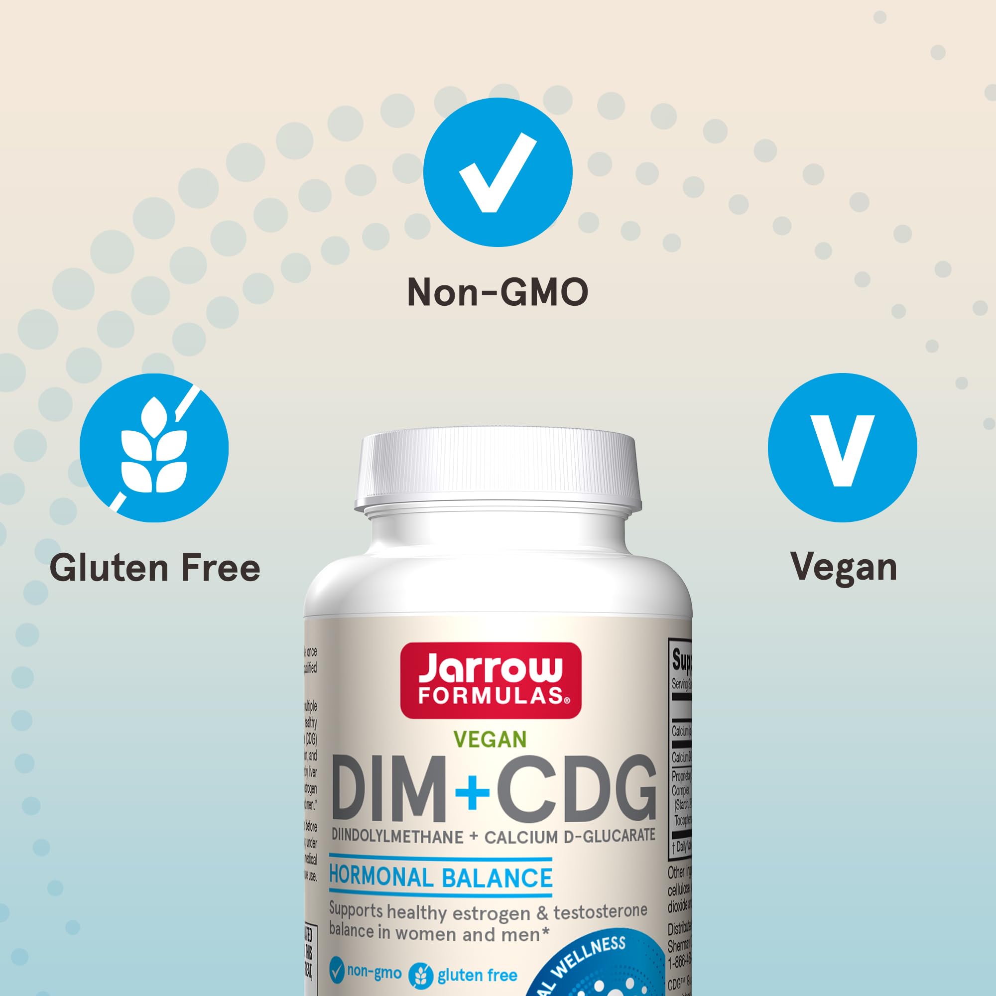 Jarrow Formulas DIM Plus CDG Supplement displayed with a measuring spoon