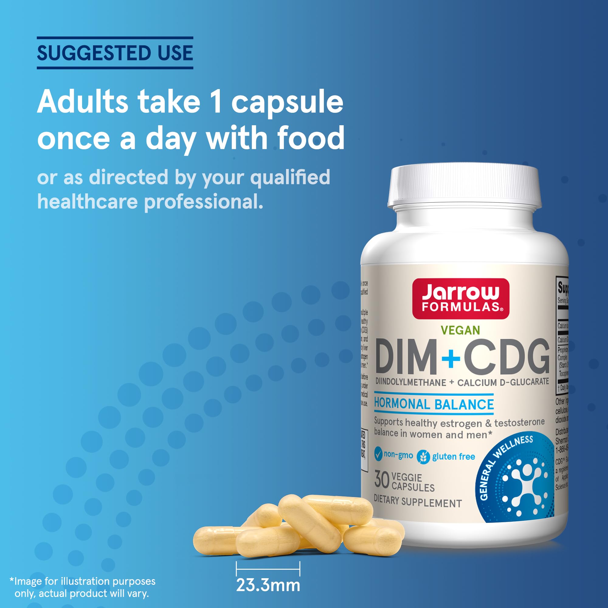 Jarrow Formulas DIM Plus CDG Supplement with a glass of water