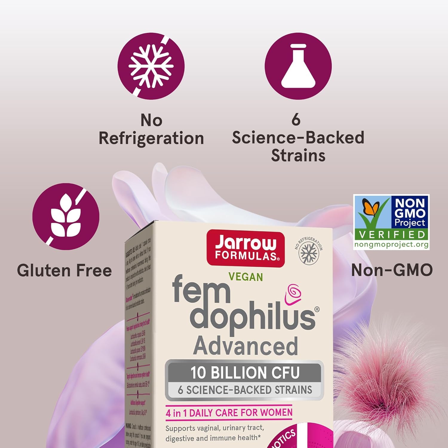Jarrow Formulas Fem-Dophilus Advanced Probiotics bottle label