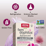 Jarrow Formulas Fem-Dophilus Advanced Probiotics bottle label