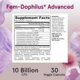 Jarrow Formulas Fem-Dophilus Advanced Probiotics capsules on a wooden table