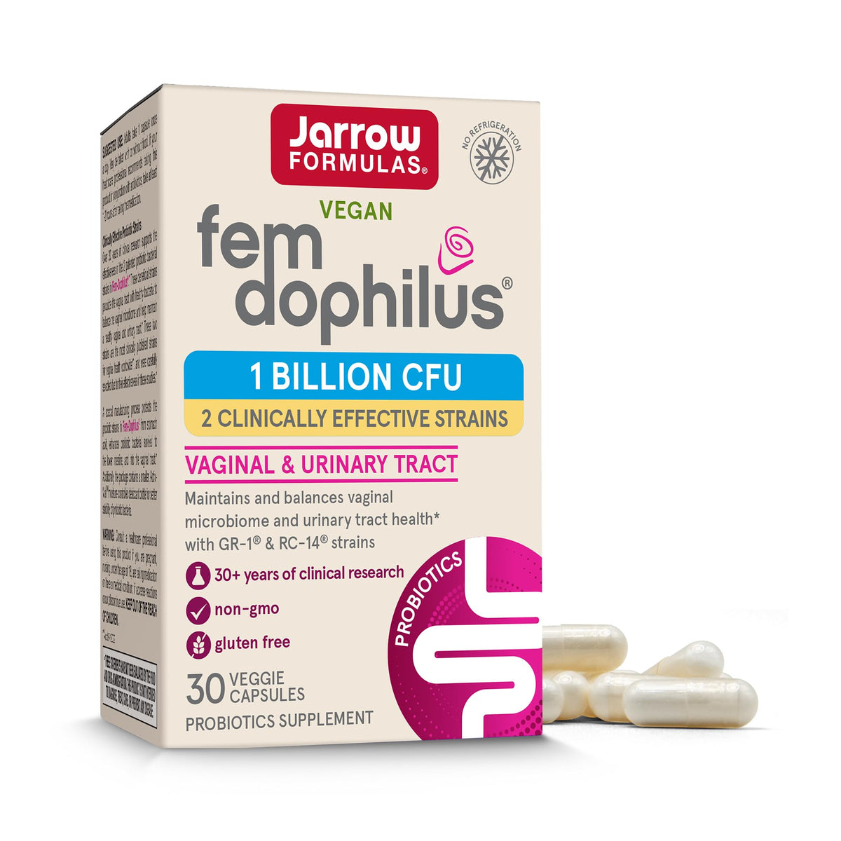 Jarrow Formulas Fem-Dophilus Probiotics 30 Capsules front view