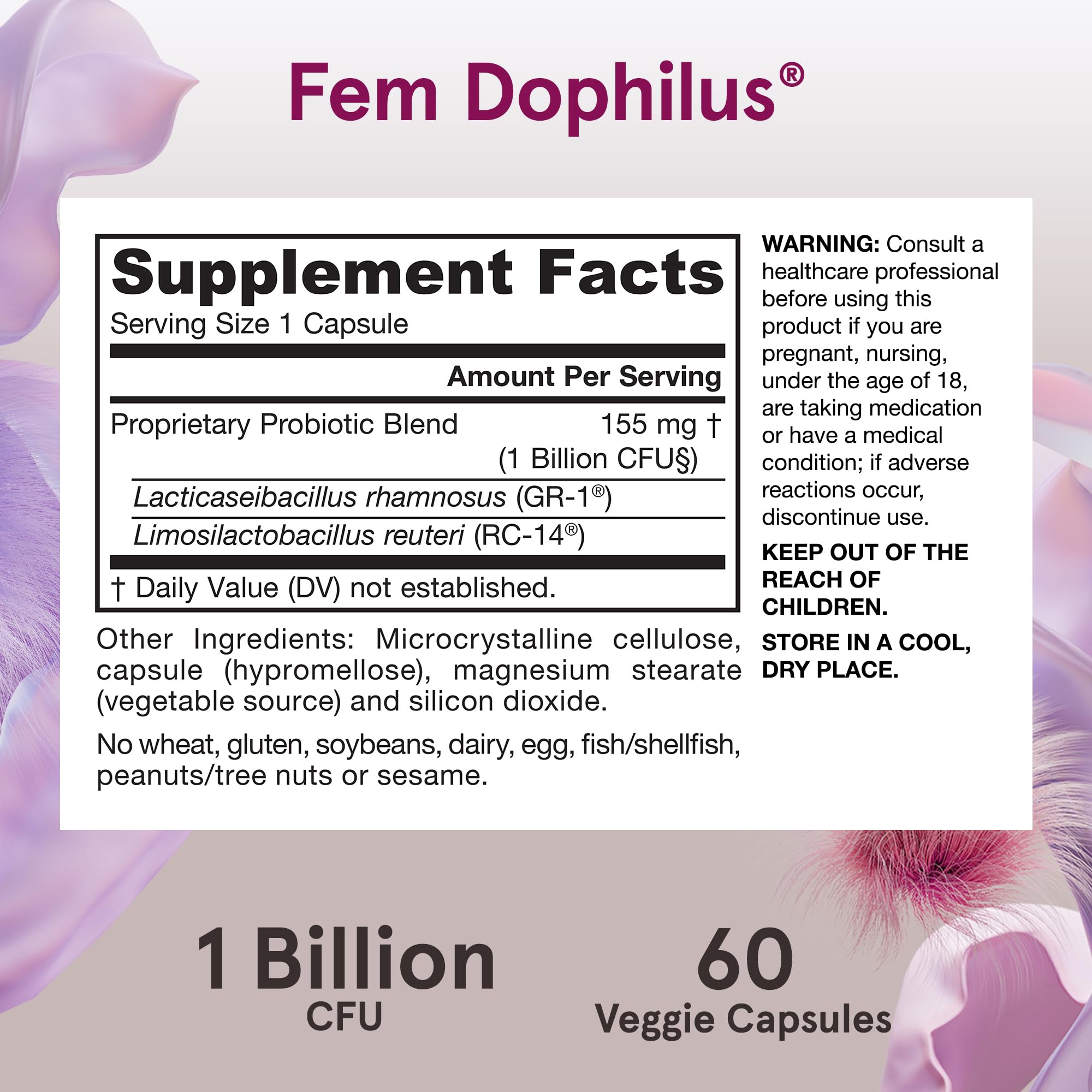 Jarrow Formulas Fem-Dophilus Probiotics 50g back view