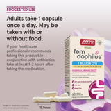 Jarrow Formulas Fem-Dophilus Probiotics 50g with a glass of water