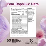 Jarrow Formulas Fem-Dophilus Ultra Probiotics ingredients list on the bottle