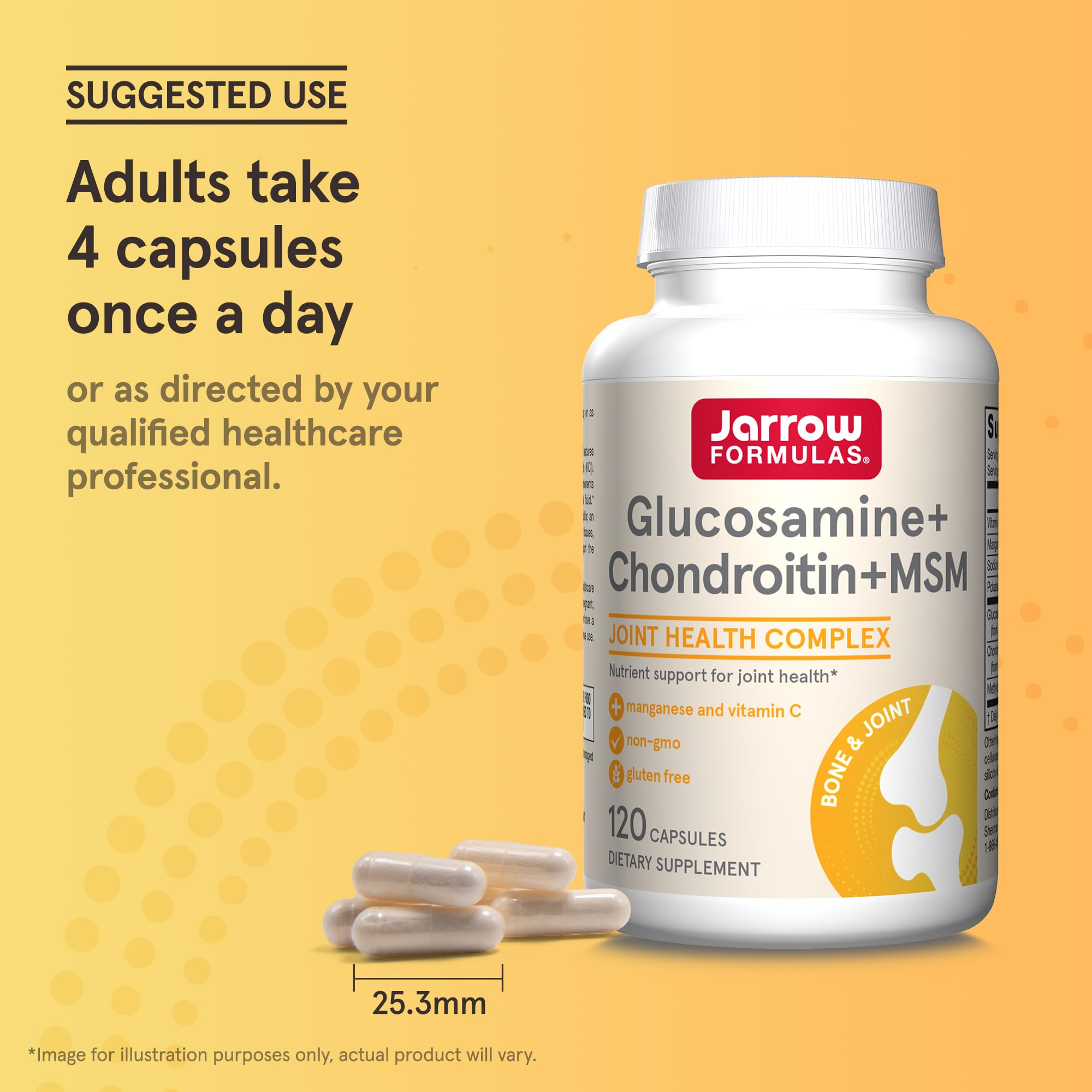 Jarrow Formulas Glucosamine + Chondroitin + MSM supplement with a measuring spoon