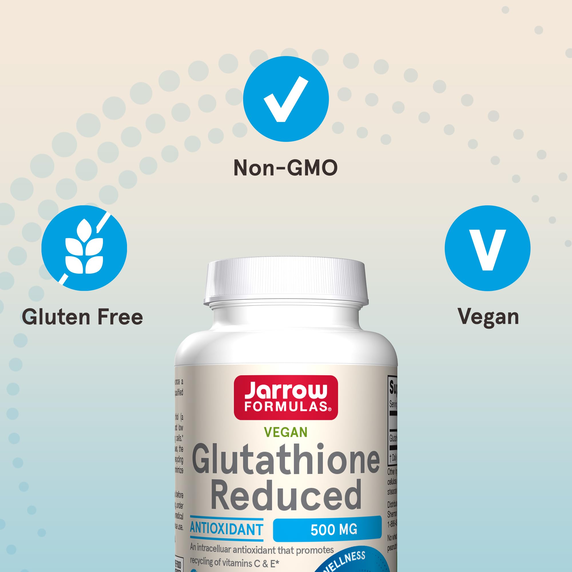 Jarrow Formulas Glutathione Reduced Capsules 500mg on a wooden table