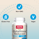 Jarrow Formulas Glutathione Reduced Capsules 500mg on a wooden table