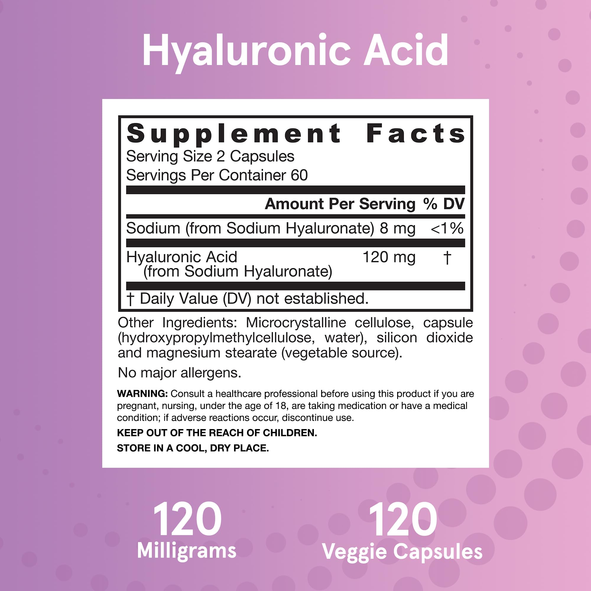 Jarrow Formulas Hyaluronic Acid Supplement capsules on a wooden surface